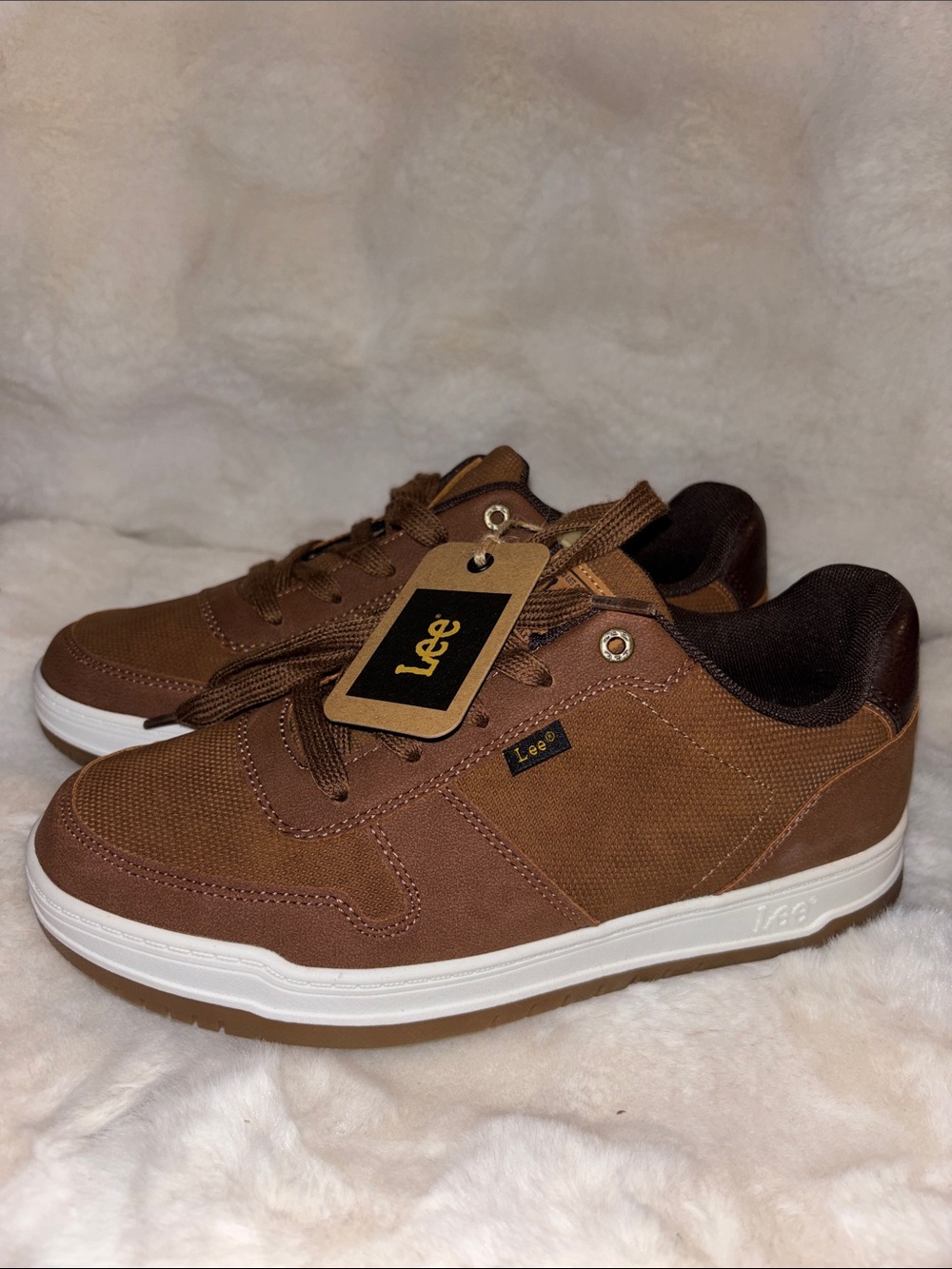 Lee big  kid’S  Brown Canvas Low-Top Sneakers with White Sole